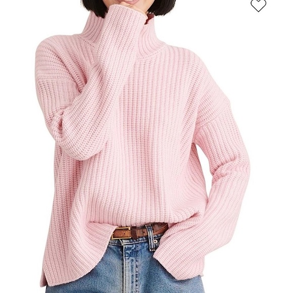 Alex Mill Sweaters - ALEX MILL Seattle Merino Wool Cashmere Sweater Mockneck Slouchy Chunky Knit Pink